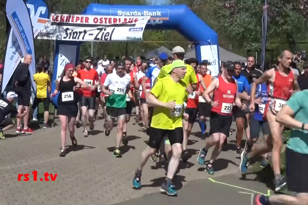 Start zum Lenneper Osterlauf. | Screenshot: rs1.tv / Frank Wappler