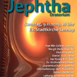 Veranstaltungsposter zum Oratorium Jephtha von Georg Friedrich Händel, aufgeführt vom Ökumenischen Chorprojekt in Lennep. Poster: offiziell