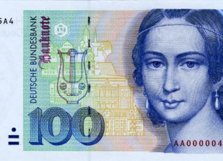 Clara Schumann war auf dem 100 DM-Schein abgebildet. Bild: Deutsche Bundesbank, Frankfurt am Main, Germany