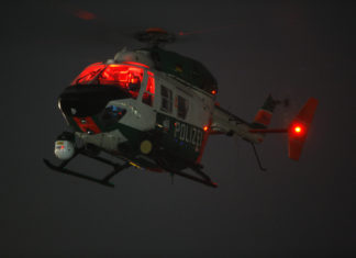 Nächtliche Überwachung mit dem Polizei-Helikopter. Symbolfoto.