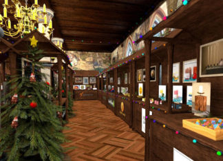 Virtueller Weihnachtsmarkt im digitalisierten Rittersaal von Schloss Burg. © Excit3D