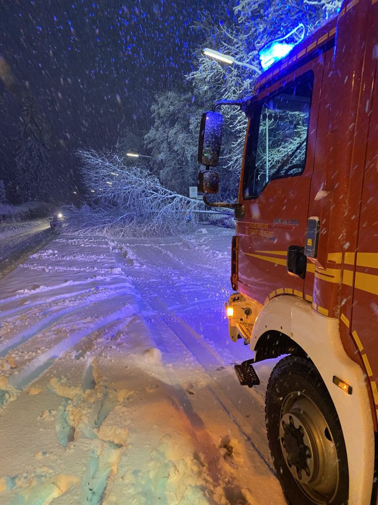 Elberfelder Straße: Baum auf der Fahrbahn. Foto: Feuerwehr Velbert