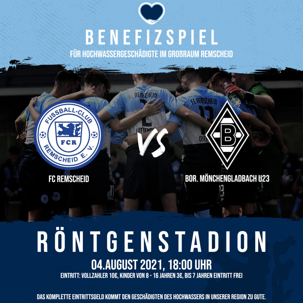 Benefizispiel für die Flutopfer zwischen dem FC Remscheid und der U23 von Borussia Mönchengladbach im Röntgen-Stadion.