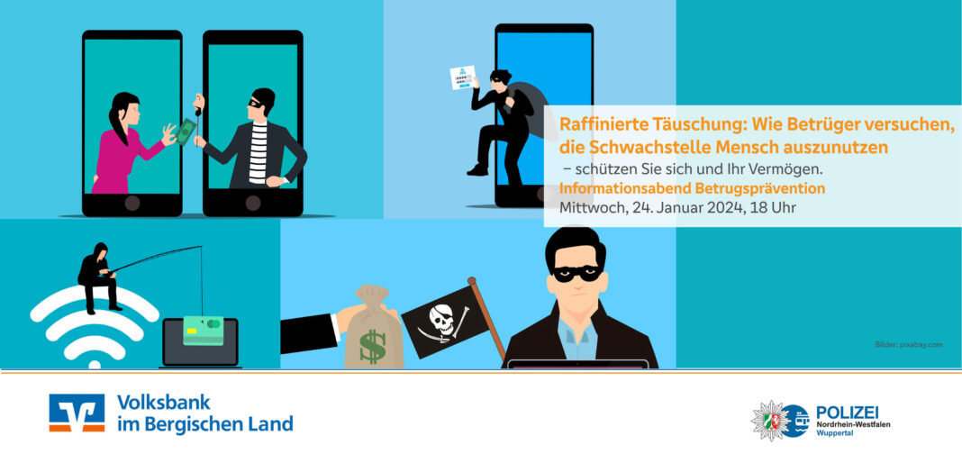 Infoabend Betrugsprävention bei der Volksbank im Bergischen Land in Remscheid-Lennep. Artwork: Volksbank